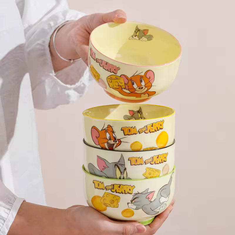 Retro Cartoon Ceramic Bowl Set – 4-Piece