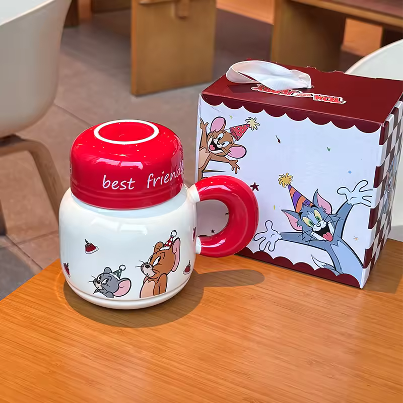 Ceramic Character Mug Set with Lid – Classic Edition