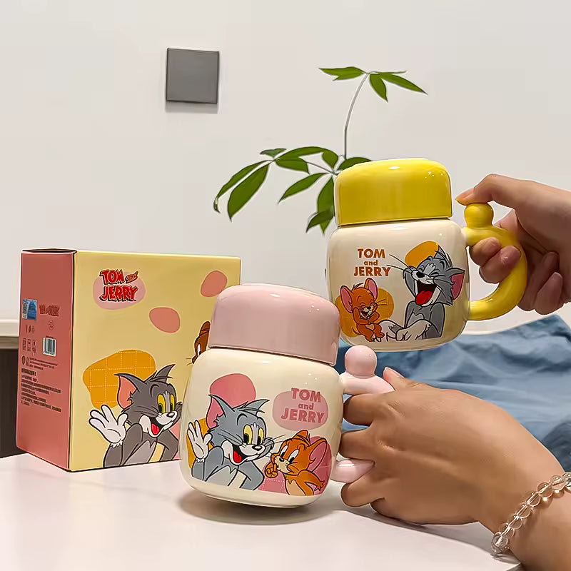 Ceramic Character Mug Set with Lid - 480ml