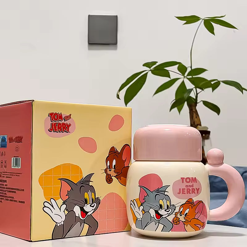 Ceramic Character Mug Set with Lid - 480ml